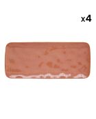 Lot de 4 assiettes rectangulaires en porcelaine INTERIORS brique - 36x16 cm