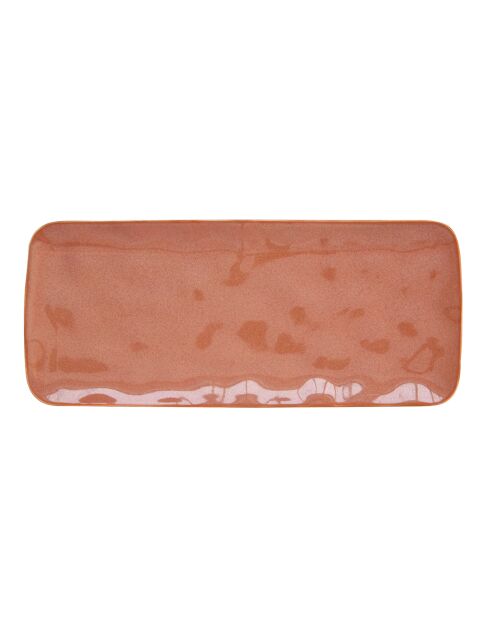 Lot de 4 assiettes rectangulaires en porcelaine INTERIORS brique - 36x16 cm