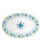 Plateau ovale en porcelaine FLOWERS GARDEN vert/bleu - 35x23,5 cm