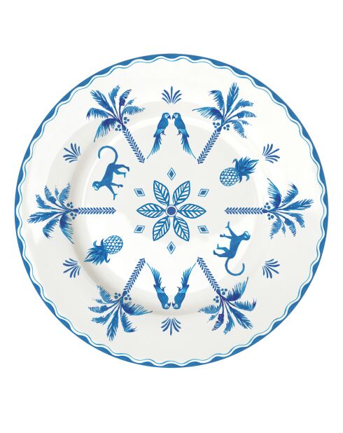 Set van 6 blauwe EXOTIC VIBES ambiance dessertborden - D.19 cm