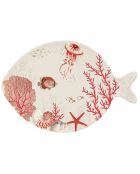Plat de poisson version B CORAL REEF rouge - 27x19 cm