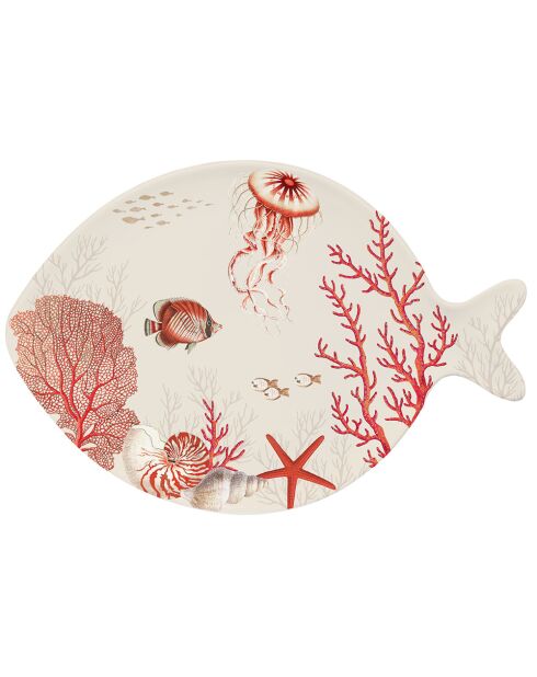 Plat de poisson version B CORAL REEF rouge - 27x19 cm