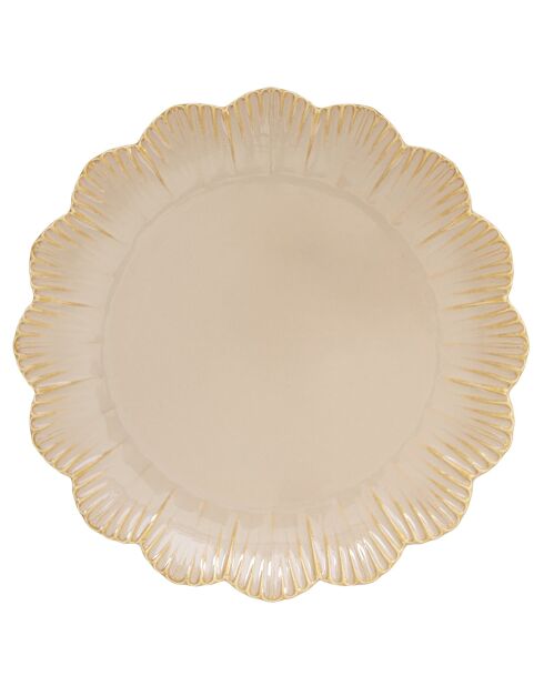 Set van 6 beige FLEURI porseleinen dinerborden - D.26 cm