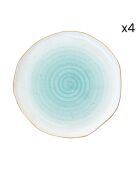 Set de 4 platos azules de porcelana ARTESANAL - D.26 cm