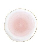 Lot de 4 assiettes en porcelaine ARTESANAL roses - D.26 cm