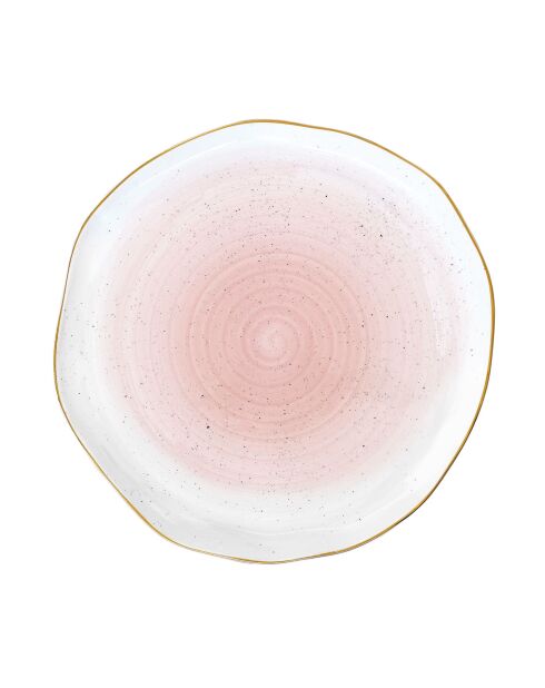 Lot de 4 assiettes en porcelaine ARTESANAL roses - D.26 cm