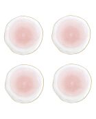 Lot de 4 assiettes en porcelaine ARTESANAL roses - D.26 cm