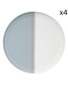 Set van 4 DUBBELE grijze porseleinen dinerborden - D.26 cm