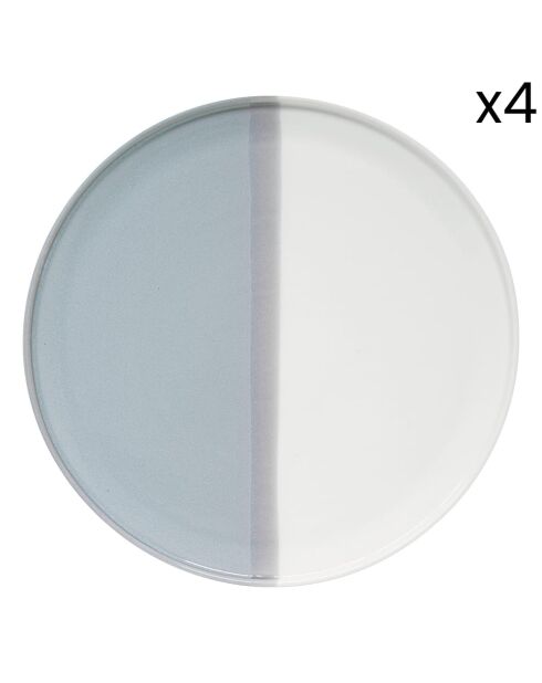 Juego de 4 platos llanos DOBLES de porcelana gris - D.26 cm