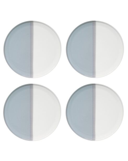 Juego de 4 platos llanos DOBLES de porcelana gris - D.26 cm