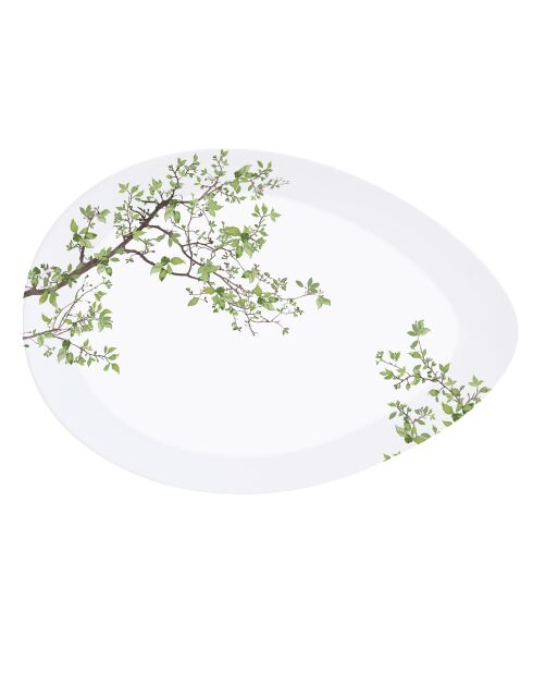 Plat de service en porcelaine NATURA blanc/vert - 36x25 cm
