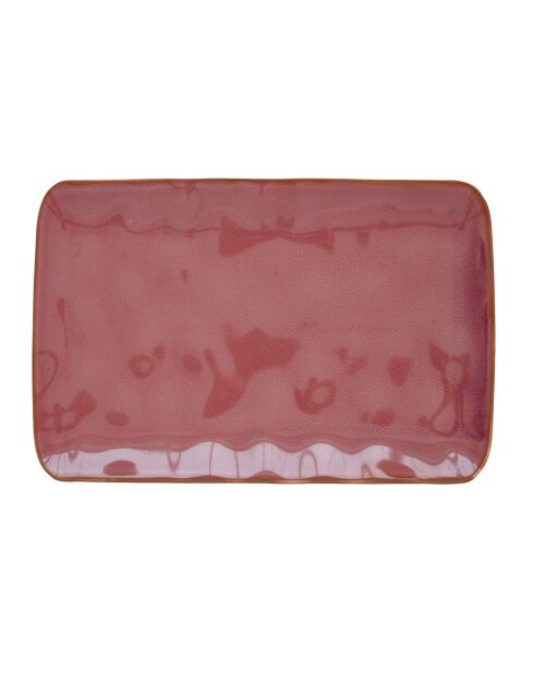 Set de 4 platos llanos rectangulares de porcelana INTERIORS burdeos - 27x19 cm