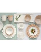 Set van 6 witte dessertborden van FLEURI porselein - D.21 cm