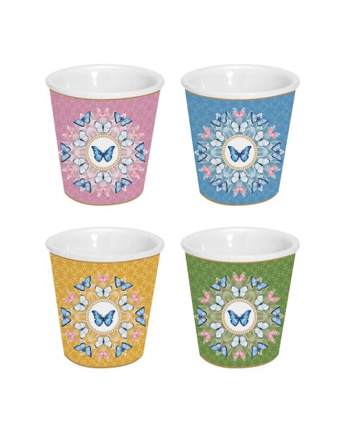 Lot de 4 tasses à café SPRING PARADE multicolores - 100 ml