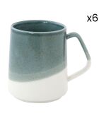 Lot de 6 tasses DOUBLE en porcelaine gris bleu - 380 ml