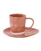 Service de 6 tasses à café et soucoupes en porcelaine INTERIORS brique - 120 ml