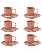 Service de 6 tasses à café et soucoupes en porcelaine INTERIORS brique - 120 ml