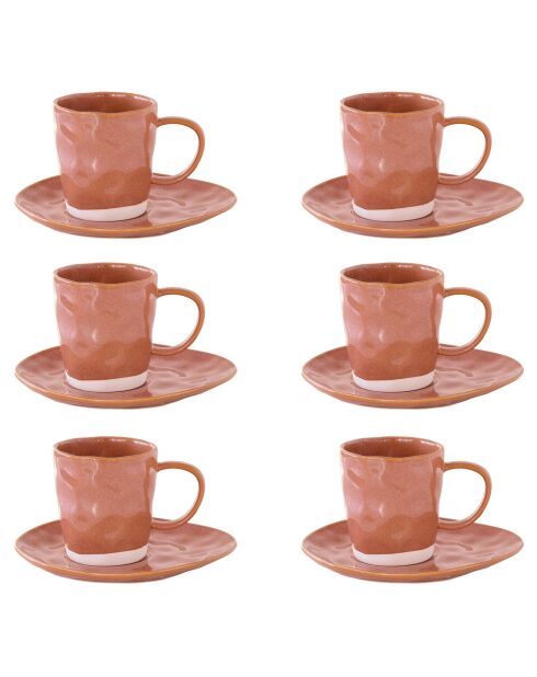 Service de 6 tasses à café et soucoupes en porcelaine INTERIORS brique - 120 ml
