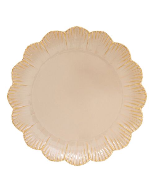 Set van 6 beige FLEURI dessertborden - D.21 cm