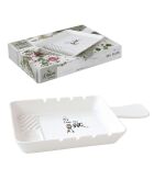 Assiette barbecue en porcelaine KITCHEN ELEMENTS blanche - 31,5x19 cm