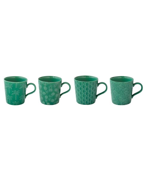Lot de 4 tasses en porcelaine TROPICANA vertes - 380 ml