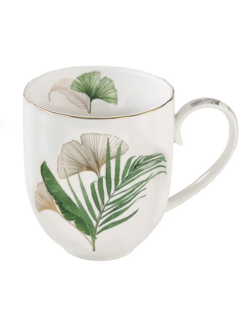 Mug en porcelaine EXOTIQUE blanc/vert - 300 ml