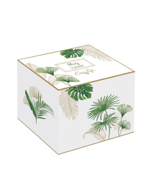 Mug en porcelaine EXOTIQUE blanc/vert - 300 ml