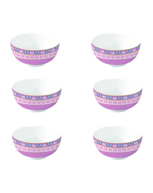 Lot de 6 bols SPRING PARADE roses - D.12 cm