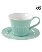 Service à thé en porcelaine 6 pièces ABITARE turquoise - 250 ml