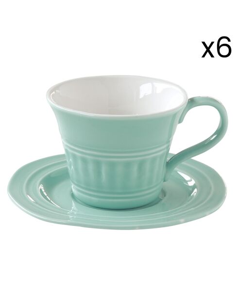 ABITARE Tee-Set aus Porzellan, türkis, 6-teilig, 250 ml