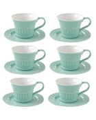 Service à thé en porcelaine 6 pièces ABITARE turquoise - 250 ml