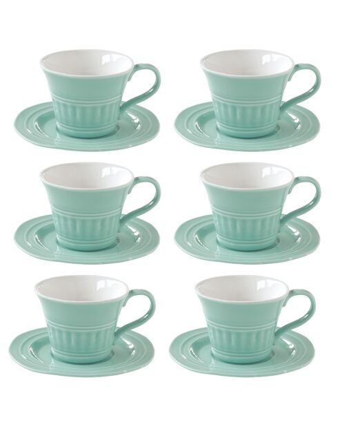 ABITARE Tee-Set aus Porzellan, türkis, 6-teilig, 250 ml