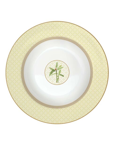 Set van 6 gele CEYLON porseleinen soepborden - D.21,5 cm