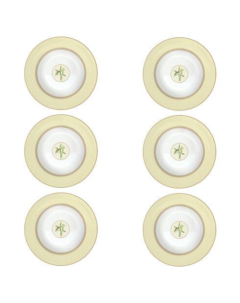 Set van 6 gele CEYLON porseleinen soepborden - D.21,5 cm