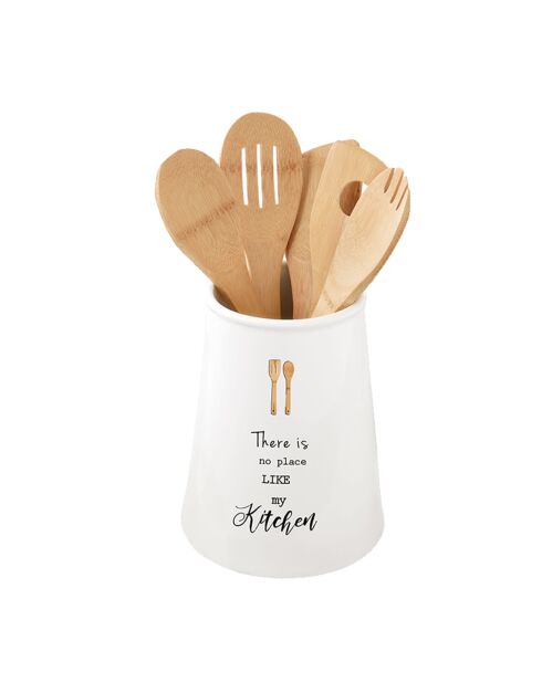 Porte-ustensiles en porcelaine avec 5 accessoires de cuisine  KITCHEN ELEMENTS