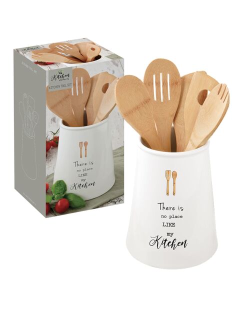 Porte-ustensiles en porcelaine avec 5 accessoires de cuisine  KITCHEN ELEMENTS