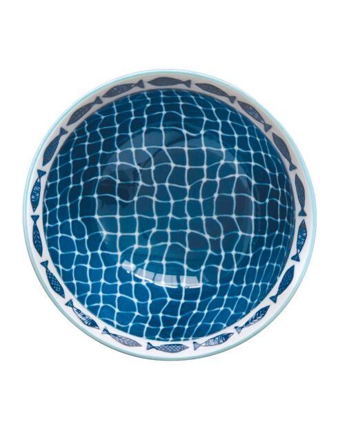 Lot de 6 bols en porcelain  motif SEA SHORE bleus - 12,5 cm