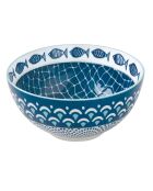 Lot de 6 bols en porcelain  motif SEA SHORE bleus - 12,5 cm