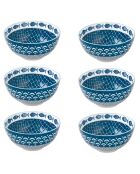 Lot de 6 bols en porcelain  motif SEA SHORE bleus - 12,5 cm
