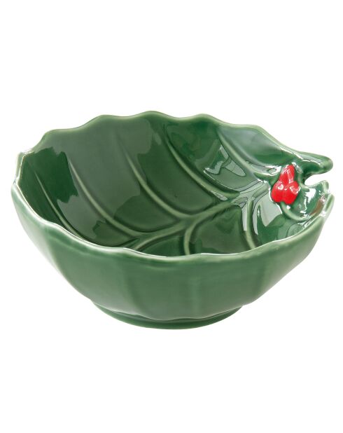 Cuenco de porcelana verde HOLLY & BERRIES GREEN - D.14 cm