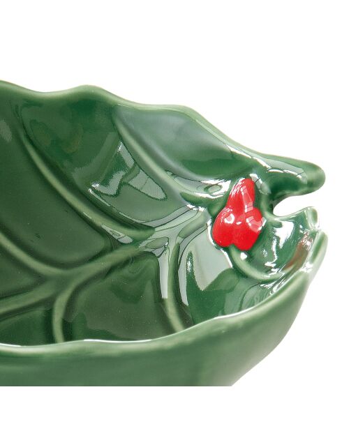 Cuenco de porcelana verde HOLLY & BERRIES GREEN - D.14 cm