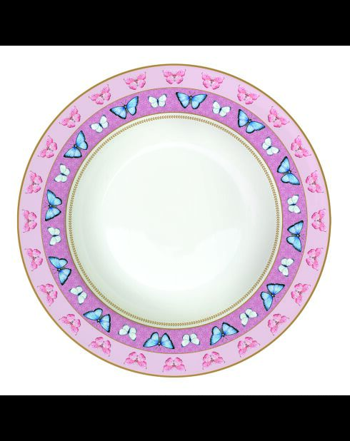 Lot de 6 assiettes creuses SPRING PARADE roses - D.21,5 cm