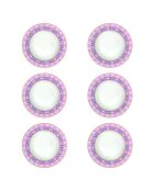Lot de 6 assiettes creuses SPRING PARADE roses - D.21,5 cm