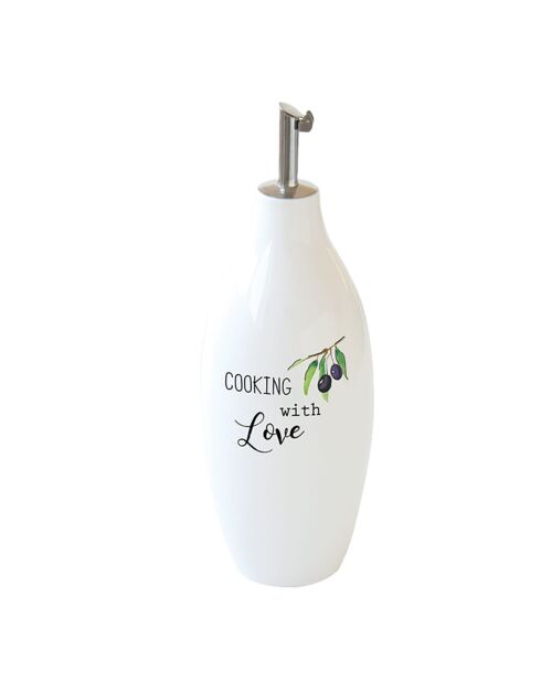 KITCHEN ELEMENTS porseleinen fles voor olie/azijn wit - 300 ml