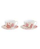 Lot de 2 Tasses et soucoupes à café CORAL REEF rouges - 110 ml