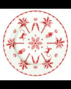 Set van 6 EXOTIC VIBES wit/rode dessertborden - D.19 cm
