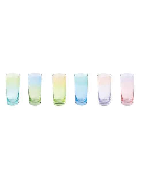 Set mit 6 mehrfarbigen RAINBOW-Trinkgläsern - 430 ml