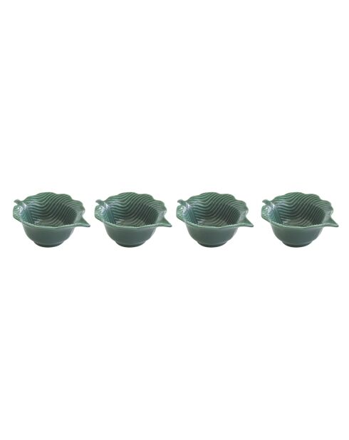 Lot de 4 mini bols en porcelaine en forme de feuille MADAGASCAR verts