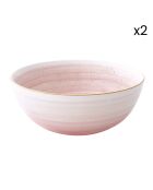 Lot de 2 bols en porcelaine ARTESANAL rose - D.22 cm