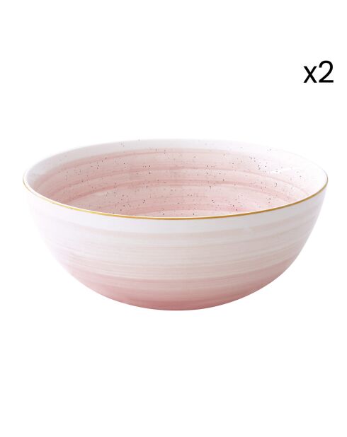 Set de 2 cuencos de porcelana ARTESANAL rosa - D.22 cm